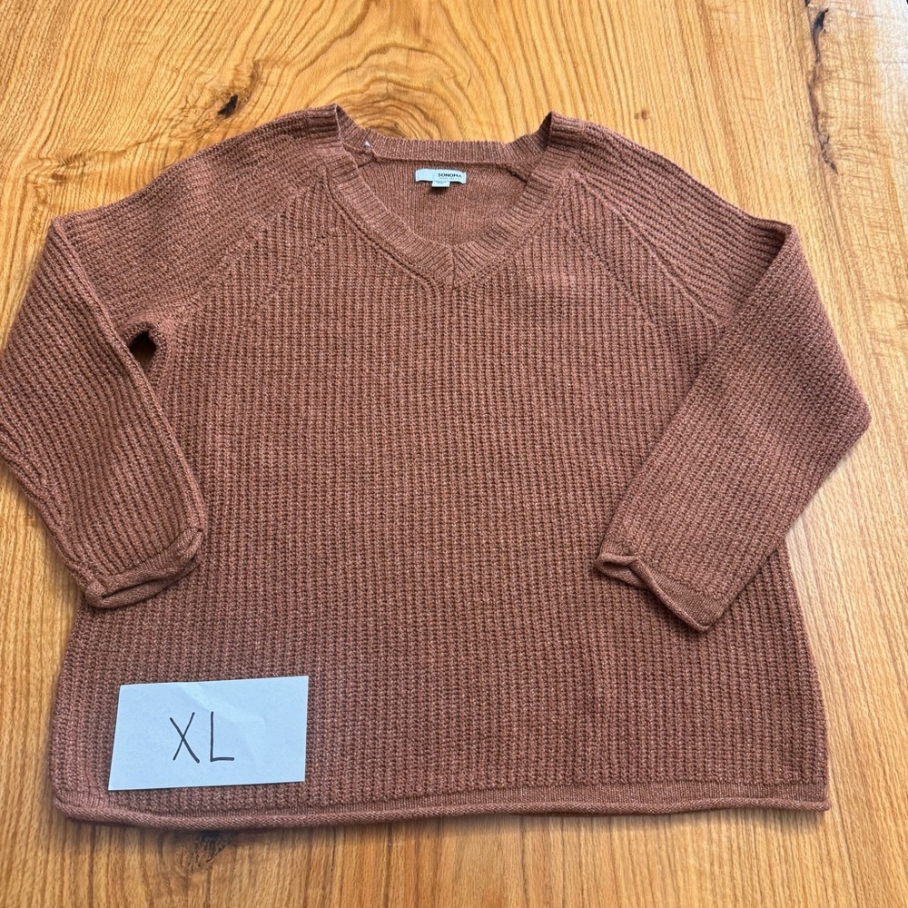 Sonoma Women's V-Neck Sweater in Warm Brown